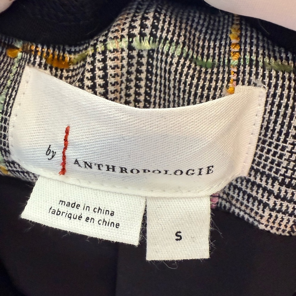 Anthropologie Hooded Removable Dickie Tweed Jacket Black Motif Size Small - Picture 6 of 7